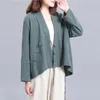 Jackets femininos Spring Autumn Autumn Women Cotton Linen Cardigan Brand confortável de plataforma macia macia de manga comprida tops de estilo chinês