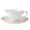 Assiettes européennes en porcelaine, tasse à café, ensemble de traçage en or, blanc pur, cadeau créatif, personnalisation de Logo