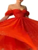 Parti elbiseleri a-line balo korsetleri akşam uzunluğu kollu omuz tül glitter pullu düz renk brassiere 2023