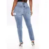 Women's Jeans Woman's Woman Feminina High Waist Fashion Women Denim Hole Female Stretch Slim Sexy Pencil Pant