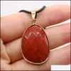 Pendant Necklaces Natural Stone Necklace Irregar Faceted Lapis Lazi Crystal Agat Wax Thread Chain Pendum For Women Reiki Jewelry Dro Dhhpl