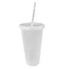 24oz 클리어 컵 플라스틱 투명 텀블러 여름 재사용 가능한 차가운 음주 커피 주스 주스 뚜껑과 밀짚 FY5305 GG0216