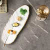 Plattor AD55 Luxury Home Phnom Penh Feather Leaf Decorative Sushi Ceramic Plate Fruit Tray Smycken Kosmetisk lagring