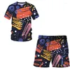 Men's Tracksuits Fashion 3D Fresh And Natural Style Printed Cool Short Sleeve Suit Man Women Summer Beach Pants T-shirt Shorts2Pcs T-Shirts