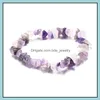 Charm Bracelets Natural Gem Stone Bracelet Irregar Crystal Stretch Chip Beads Nets Bangles Quartz Wristband For Women Drop Delivery J Dh5Ku