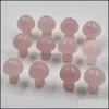 Steen 2 cm schattige rozenkwarts mini champignon planten standbeeld natuurlijk snijwerk huisdecoratie kristal polijsten edelstenen druppel levering sieraden dhfdb