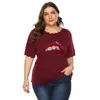 Women's Blouses Plus Size Casual Blouse Women 2023 Fashion O Neck Short Sleeve Red Lip Sequined Elegant Ladies Tunic Tops