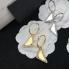 Klasyczne kolczyki sztyfty zwisające luksusowe luksusowe kolczyki dla kobiet mężczyzn złoty kolczyk w kształcie koła trójkąt P kolczyki biżuteria ozdoby weselne Gits
