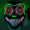 Masques de fête Halloween couleur mixte LED Masque mascarade néon e lumière lueur dans l'horreur sombre brillant er 230216