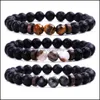 Pulseiras de charme moda moda lava negra lava stone panwete face tigres listra ocular aromaterapia difusor de ￳leo essencial para w dhirg