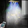 Musikledd duschsystem 620*320 mm Regn och dimma duschhuvud med vattenflödeskontroll Rod Termostatisk duschkran
