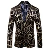 Mens Suits Blazers Spring Mens Blazer Luxury Gold Stripe Print Blazer Men Slim Business Casual Blazer Nightclub Singer Prom Jacket Plus Size M5XL 230216