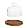 Bakningsverktyg Cake Stand Dome Cover Plate Dessert Display Tray Lid Servering Cloche Holder Wood Round Stands Dish Platter Butter Clear Table