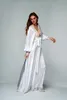 Bridesmaid Dress Sexy Women Night Robe Deep V-neck Long-sleeves Custom Made Satin Race Bridal Sleepwear Party Dressing