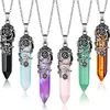 Women Hexagonal Pendant Necklaces Gifts Antique Silver Flower Wrap Bullet Natural Crystal Stones Design Link Chain Necklace Fashion Turquoise Opal Choker Jewlery