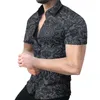 Camisas casuais masculinas Camisa de manga curta masculina Geometry Summer Men Clothing European American Retro Trend Chemise Fashion Cardigan impresso