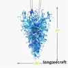 Modern Ceiling Lights Large Pendant Lamps Hand Blown Glass Chandeliers AC 110V-240V Range LED Bulbs Foyer Hanging Blue Color Chandelier Light LR394