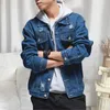 Men's Jackets Men Denim Coat Solid Color Fine Stitching Dressing Single Breasted Turndown Collar Jacket Cargo For Travel