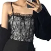 Serbatoi da donna Donna Sexy Patchwork di pizzo nero Cinturino per spaghetti Top Ragazza Slim Fit Crop Camis Top senza schienale Abbigliamento moda estiva