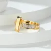 Pierścionki ślubne żeńskie proste kryształowy jeden pierścień urok żółty złoty kolor dla kobiet narzeczoną kamieniem zaręczynowy