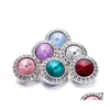 Charms Vintage Sier Colore Bottone a pressione Rotondo Donna Risultati dei gioielli Strass 18Mm Bottoni automatici in metallo Bracciale fai da te Gioielli Drop D Dhaze