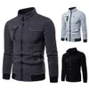 Herrenjacken Herrenjacke Stehkragen Slim Fit Cardigan Gemütlicher Reißverschlussmantel Schrägtaschenjacke 230215