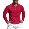 Men's Polos Men's Running Sports Fitness Spring Autumn Alta elástica de mangas compridas camisa de malha de malha de malha de lapela camiseta de lapela