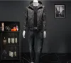 Chaquetas para hombre Diseñador Moda europea chaqueta con capucha personalidad de los hombres patrón completo lado acanalado jóvenes y de mediana edad hsome primavera otoño chaquetas S3CL