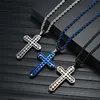 Pendentif Colliers EyeYoYo Double Couches Croix Pendentifs Pour Hommes Ane Femmes 3 Couleur En Acier Inoxydable Collier Bijoux Religieux