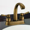 Rubinetti per lavandino del bagno Rubinetto vintage in ottone spazzolato con tubi di alimentazione da 60 cm Beccuccio ad arco alto a 2 maniglie Vanità acqua mista