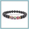 Charm Bracelets Styles Lava Stone Rainbow Bead Bracelet Diy Essential Oil Diffuser For Women Men Jewelry Drop Delivery Dhsav