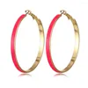 Hoop Earrings Minimalist Colorful Enamel For Women Fashion Metal Drip Oil Big Round Circle Hanging Ear Jewelry Gifts