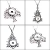 Pendant Necklaces Fashion Tree Of Life Crystal Snap Button Necklace 18Mm Ginger Snaps Buttons Charms With Stainless Steel Chain For Dhjbv