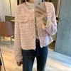 Damesjassen Lente Roze Cropped Tweed Jas Dames Design Chique Jas Elegant Street chic Kort Uitloper Enkele rij knopen Kwasten Chaquetas 2023 230215