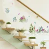 Wall Stickers Natural Style Flowers Butterfly Living-room Bedroom Decoration Pastoral Mural Art Diy Home Decals