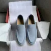 Projektant Loropiana Charms Buty Lp Pure Shoes Włókne owce zamszowe mokasyny płaskie dna swobodne męskie