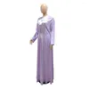 Этническая одежда Wepbel Dubai Ramadan abaya Turkish Women Satin Diamond Plorge Muss Caftan с длинным рукавом Большой свинг исламский халат