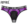 Meias sexy masculino masculino de couro brilhante Briefs de colheita de retalhos de roupas de roupas de lingerie de malha transparente Bolsa de bulge de malha baixa calcinha calcinha 230216