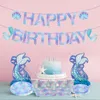 Disposable Flatware 53Pcs Mermaid Party Tableware Set Paper Cups Plate Napkin Little Birthday Banner Baby Shower Decoration 230216