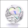 Charms Colorf Heart Sier Color Snap -knapp Kvinnor smyckesfynd ljus Rhinestone 18mm Metal Snaps Knappar Diy Armband Family Lov Dh9km