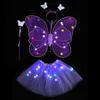 LED Rave Toy 2-6 yeear dzieci Costume Props Dziewczęta spódnice Anioł Lumainous Wing Flash Butterfly Lights Suit Kostium księżniczki 230216