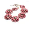 Choker Exaggerated Chunky Crystal Resin Flower Necklace Party Costume Jewelry Women Statement Big Collares