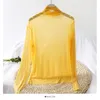 Kvinnors T-skjortor Autumn Women Transparent Mesh T-shirts Sexig Se genom Pullover Inner Thin Tops