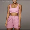 Women's Two Piece Pants Casual Solid Sportswear Two Piece Sets Women Crop Top And Drawstring Shorts Matching Set Summer Athleisure Outfits X06120216V23