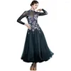 무대웨어 여성 v- 넥 현대 댄스 드레스 전국 경쟁 인쇄 왈츠 볼룸 의상