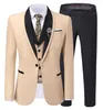 Men's Suits 2023 Latest Golden Casual Men's 3 Piece Luxurious Fashion Men Slim Fit (blazer Pants Vest) Wedding Terno Masculino
