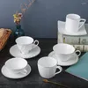 Assiettes européennes en porcelaine, tasse à café, ensemble de traçage en or, blanc pur, cadeau créatif, personnalisation de Logo