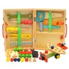 Verktyg Workshop Kids Wood Toolbox låtsas Play Set Education Montessori Toys Nut Demontering Skruvmontering Simulering Reparation Carpenter Tool 230216