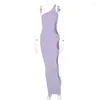 Abiti casual 2023 Sexy Clubwear Party Dress For Ladies Fashion Una spalla Ritaglio irregolare Senza maniche Slim aderente Maxi Estate