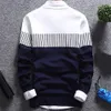 Men's Hoodies Sweatshirts Fashion Men Color Block Patchwork O Neck Long Sleeve Knitted Sweater Top Blouse Men Winter Clothes Thick Warm Sweaters men 230215